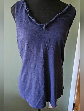 Lilly Pulitzer Navy V-Neck Ruffle Tank